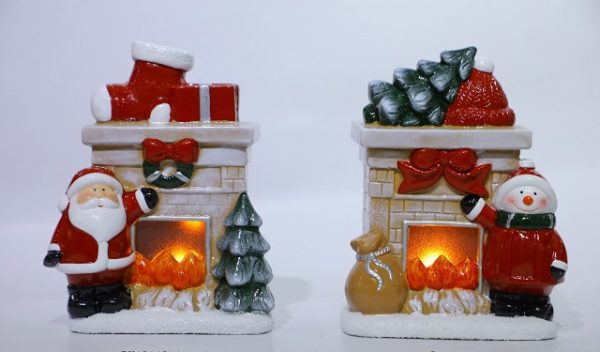 Christmas Decoration Ceramic Santa Clause Decoration with Led Light.